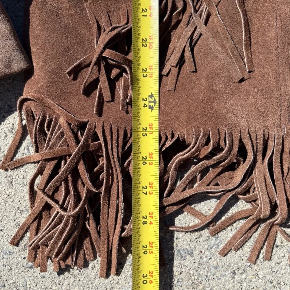 Vintage Brown Suede Fringe Western Jacket Womens Medium Planiformatic 70s Boho - Picture 2 of 9